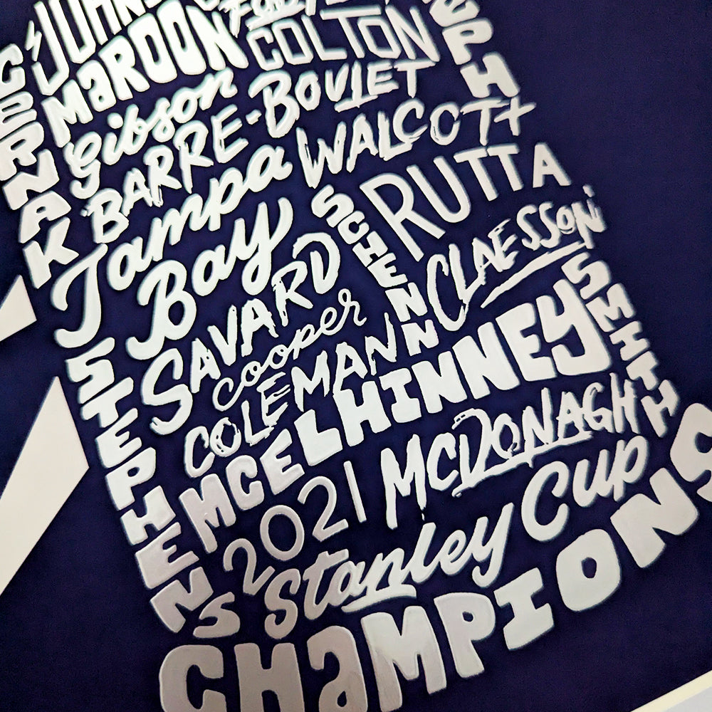 The Bolts 2021 Stanley Cup Silver Foil / Metallic Silver Poster