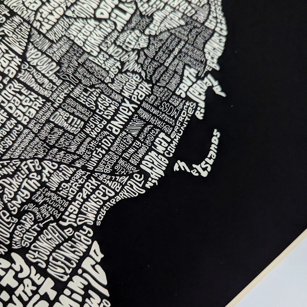 Toronto Neighbourhoods Map Lettering Poster