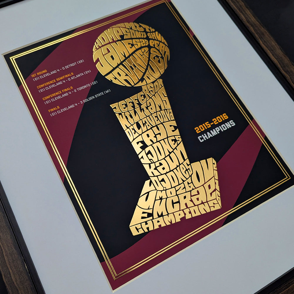 Cleveland Cavaliers 2016 Championship Poster - Gold Foil