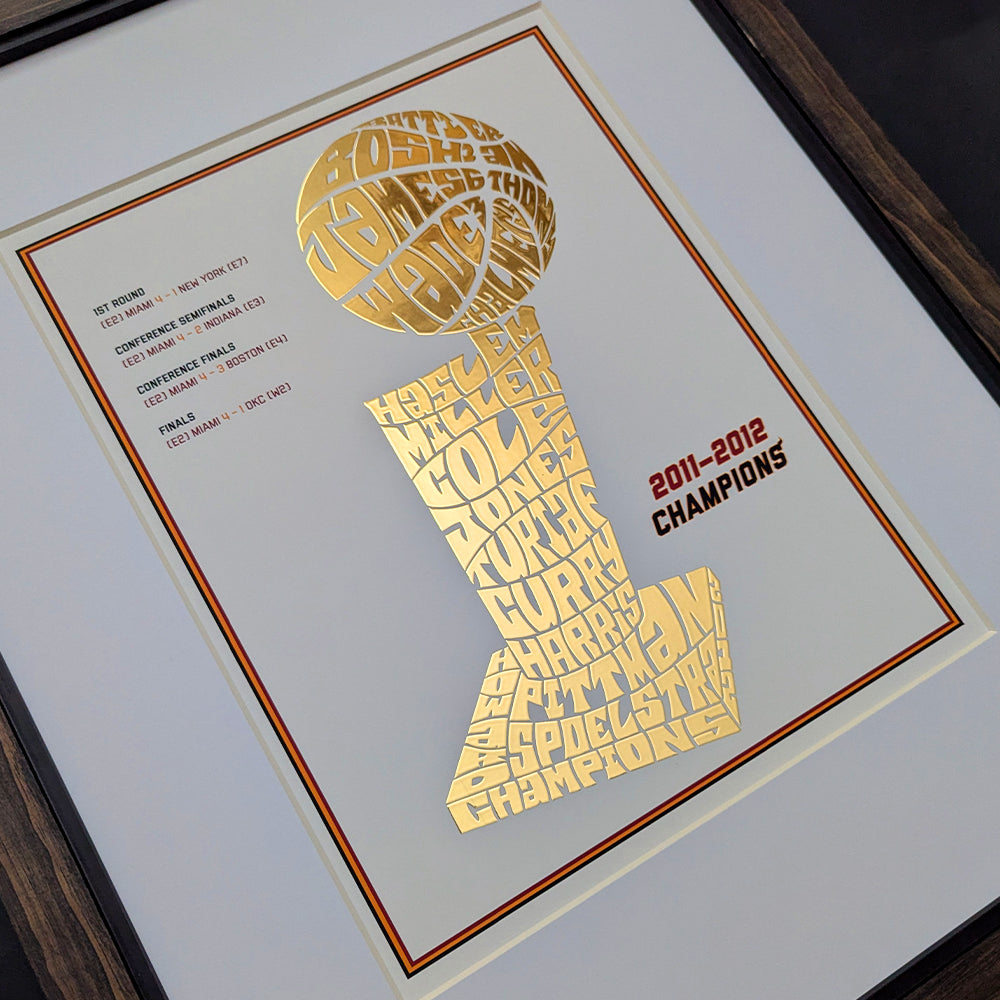 Miami Heat 2012 Championship Poster - Gold Foil