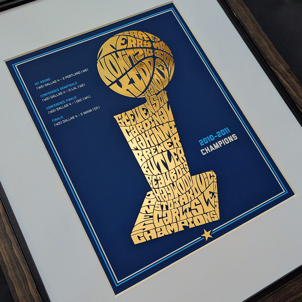 Dallas Mavericks 2011 Championship Poster - Gold Foil