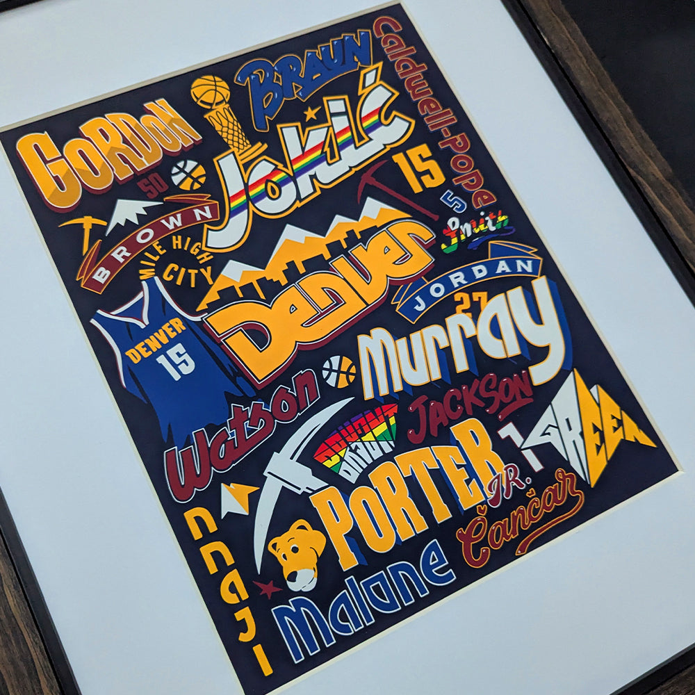 Denver Nuggets Lettering Collage Poster – Mark Serrano