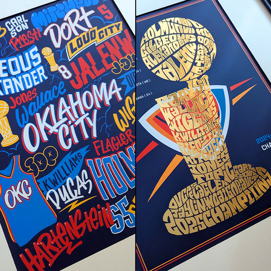 OKC Thunder 2-Pack Poster featuring Shai Gilgeous-Alexander, Jalen Williams, Chet Holmgren and co.