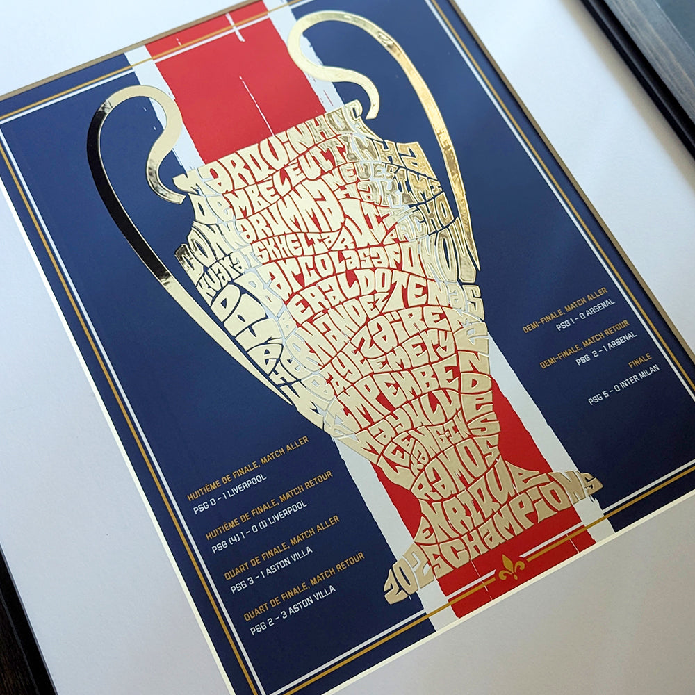 Paris Saint-Germain F.C. Silver Foil Trophy Poster