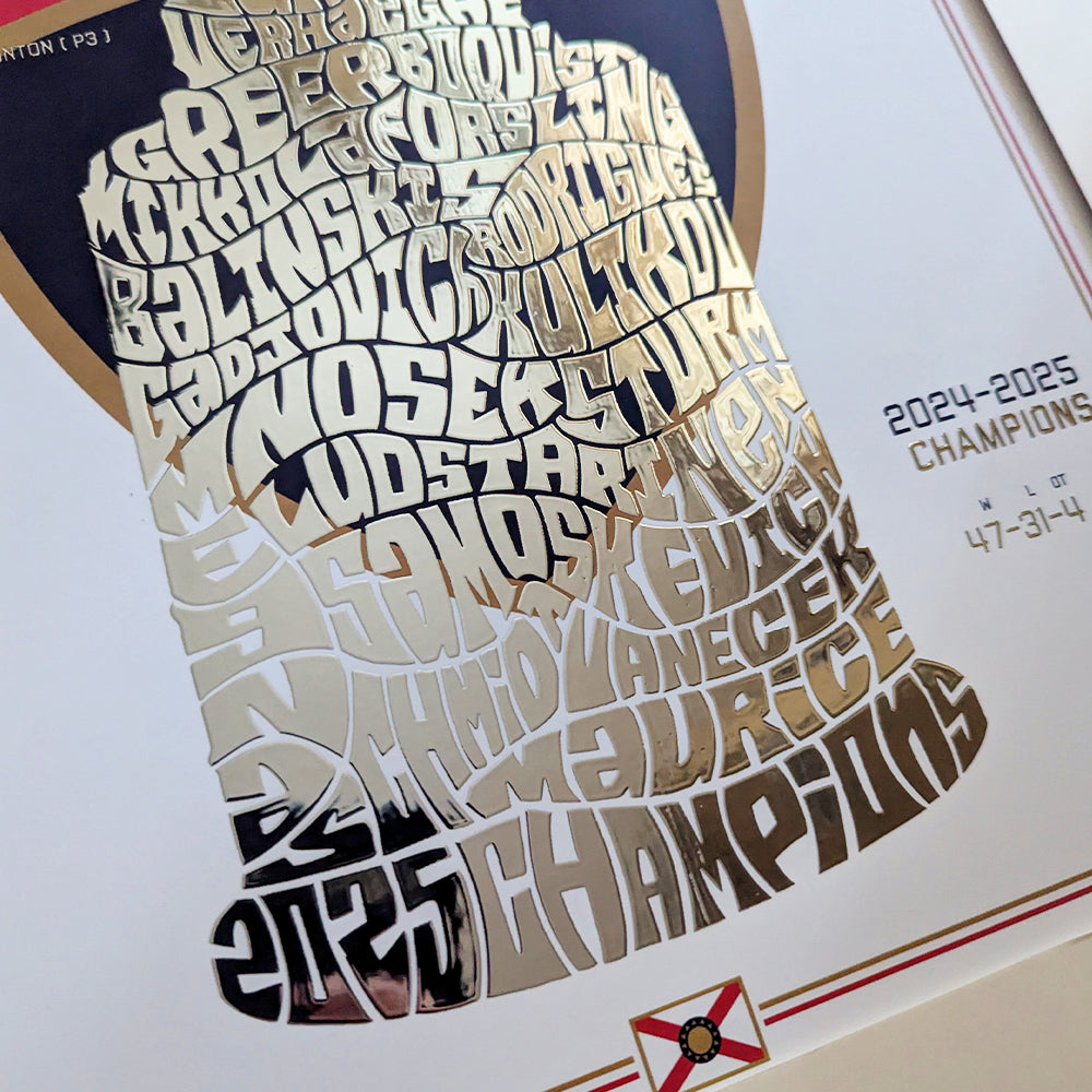 Florida Panthers 2025 Stanley Cup Silver Foil Poster – Mark Serrano